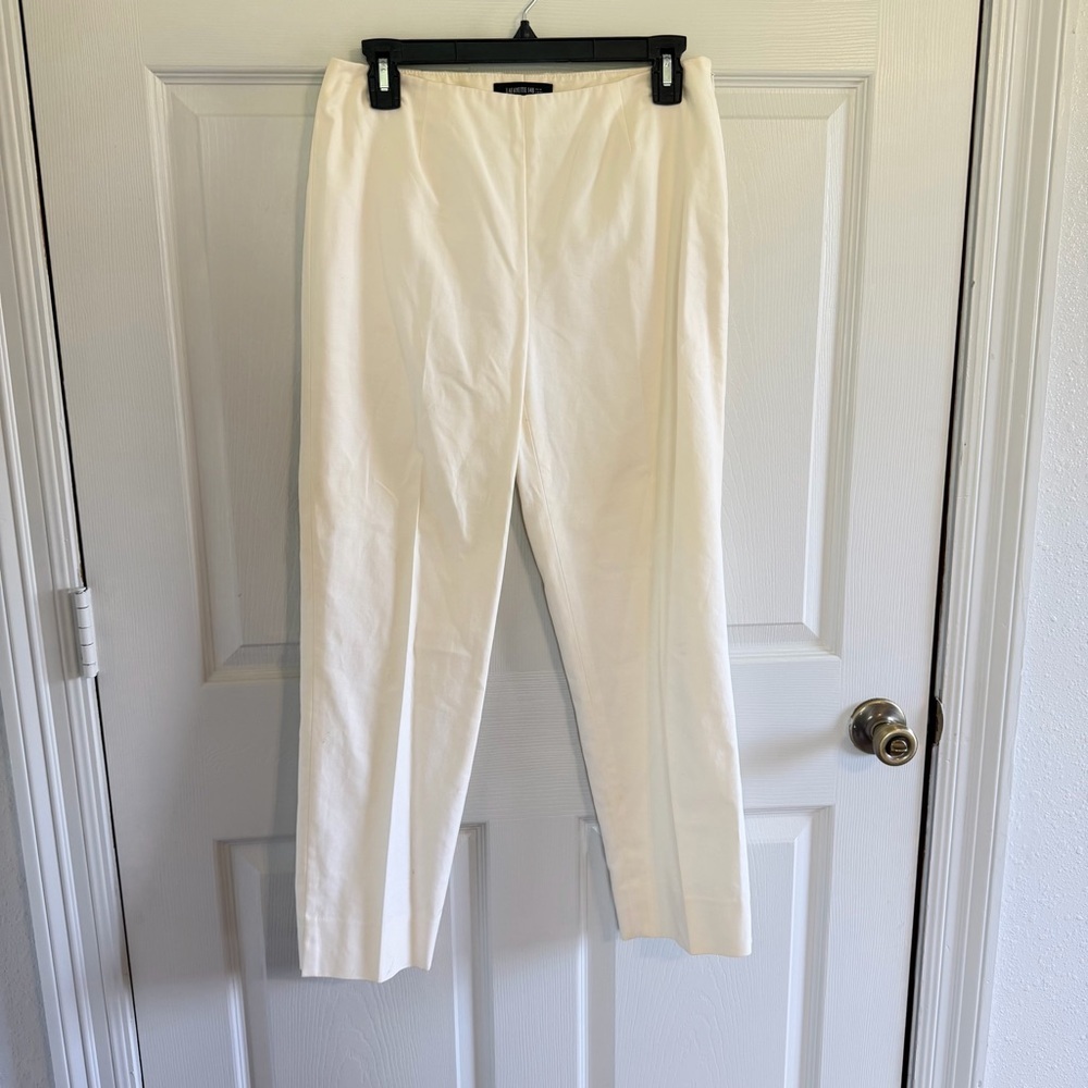 Lafayette 148 New York Cropped Bleeker Pants Size 4 Ivory Cream Career Luxury